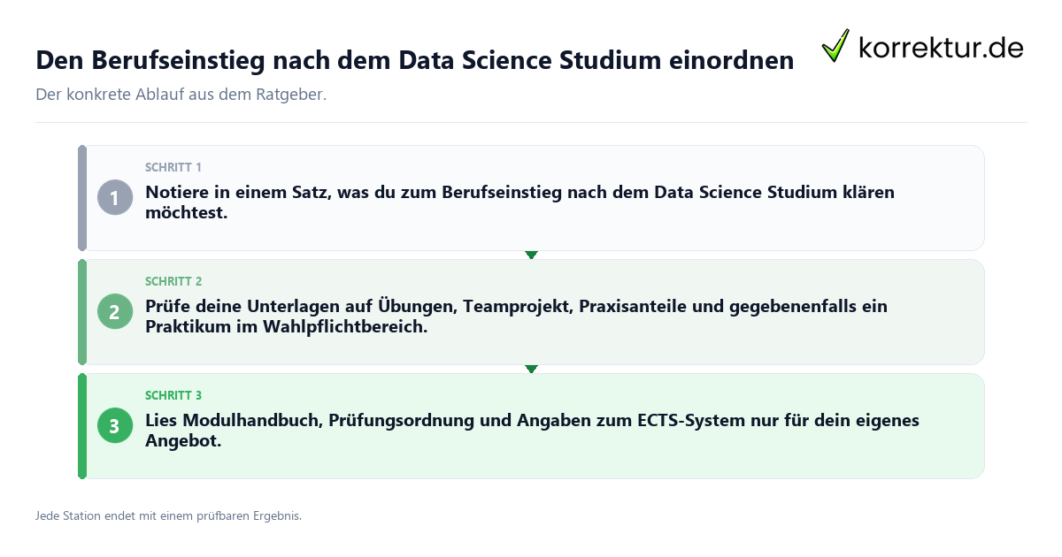 Konkrete Schritte zu Den Berufseinstieg nach dem Data Science Studium einordnen