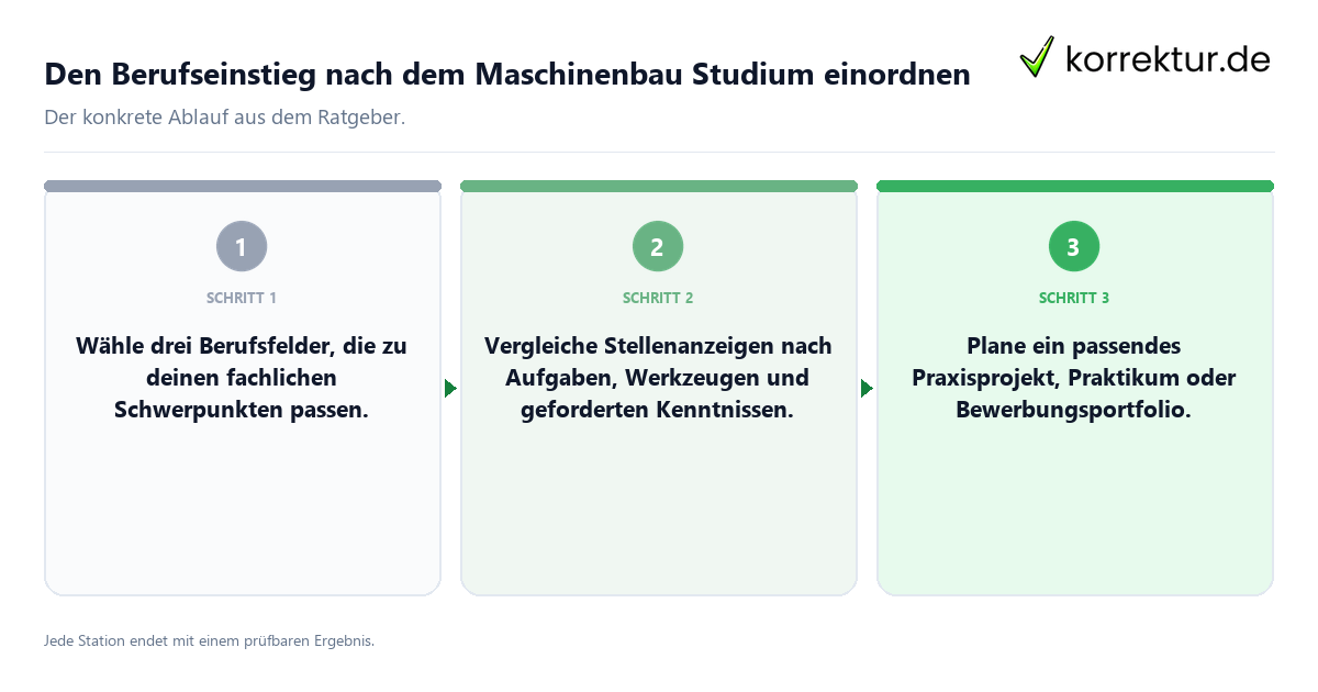 Konkrete Schritte zu Den Berufseinstieg nach dem Maschinenbau Studium einordnen