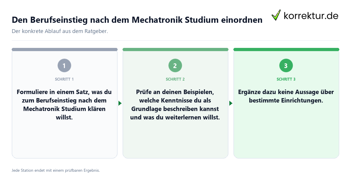 Den Berufseinstieg nach dem Mechatronik Studium einordnen Konkrete Schritte zu Den Berufseinstieg nach dem Mechatronik Studium einordnen