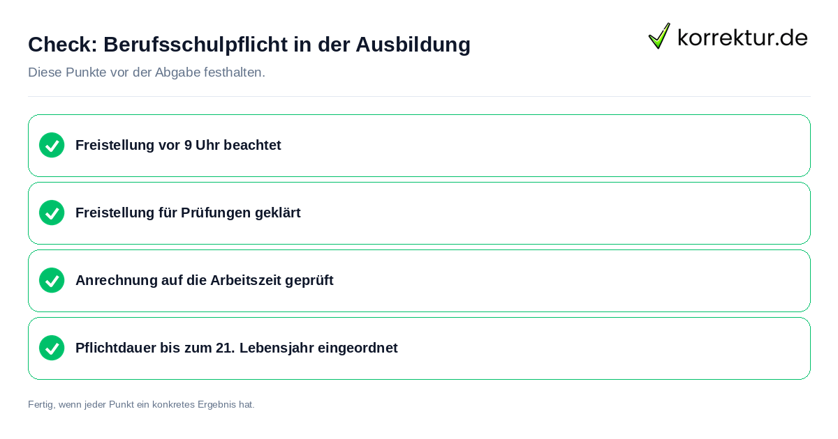 Berufsschulpflicht in der Ausbildung: Prüfliste mit vier Punkten