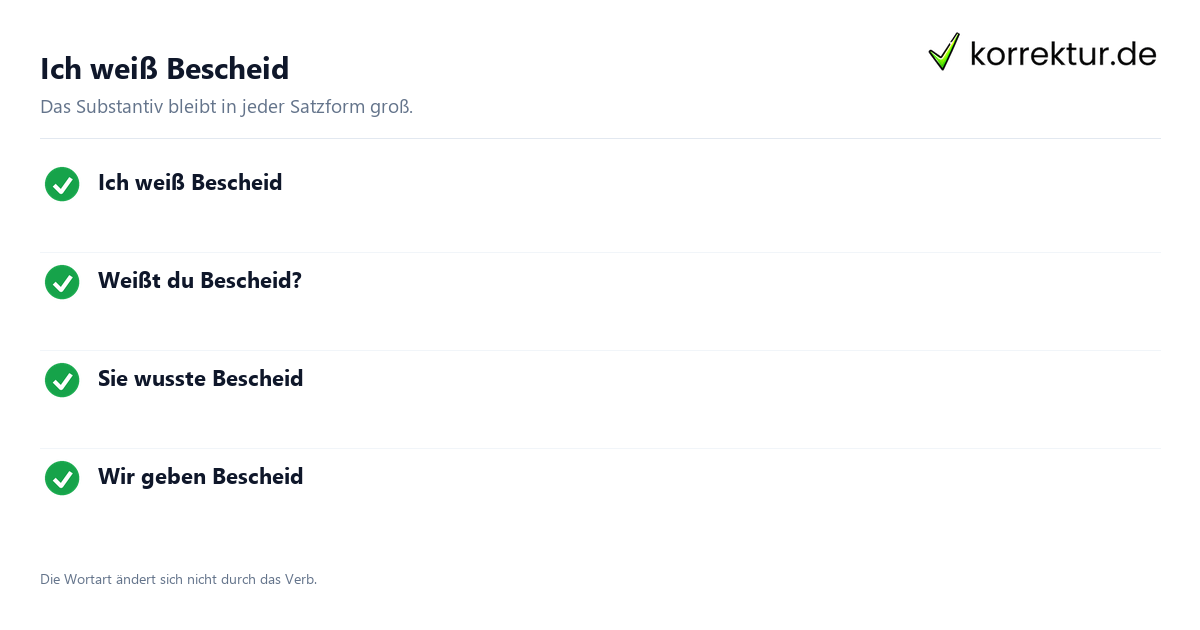 Ich weiß Bescheid Bescheid großschreiben