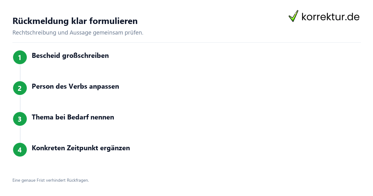 Rückmeldung klar formulieren Bescheid geben Beispiele