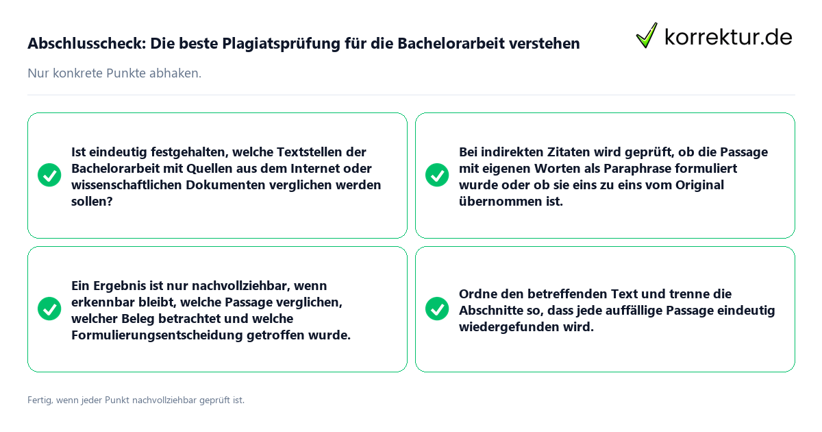 Konkreter Abschlusscheck zu Die beste Plagiatsprüfung für die Bachelorarbeit verstehen