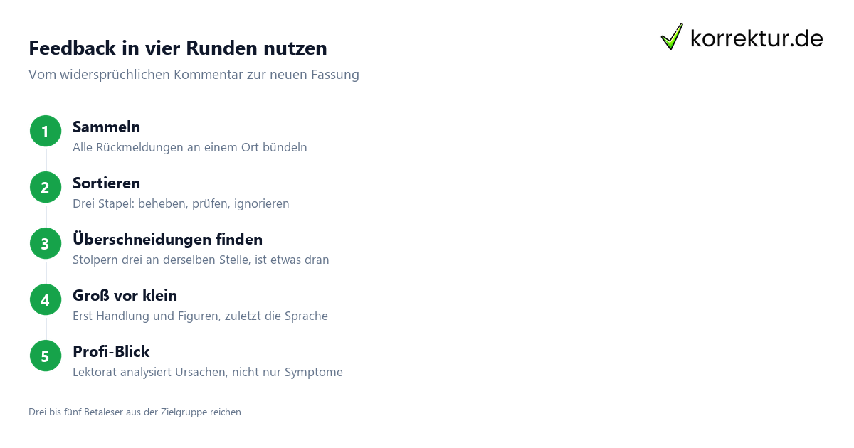 Feedback in vier Runden nutzen Betaleser Feedback auswerten: vom Kommentar zur neuen Fassung