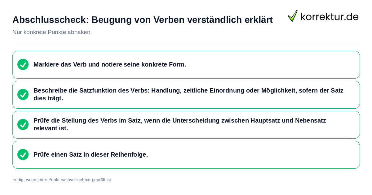 Konkreter Abschlusscheck zu Beugung von Verben verständlich erklärt