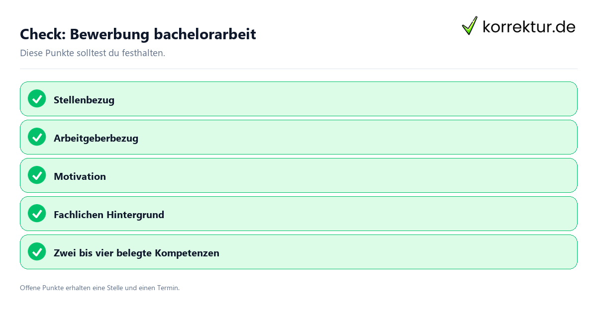 Check: Bewerbung bachelorarbeit Bewerbung bachelorarbeit mit Checkliste für Unterlagen und nächste Schritte