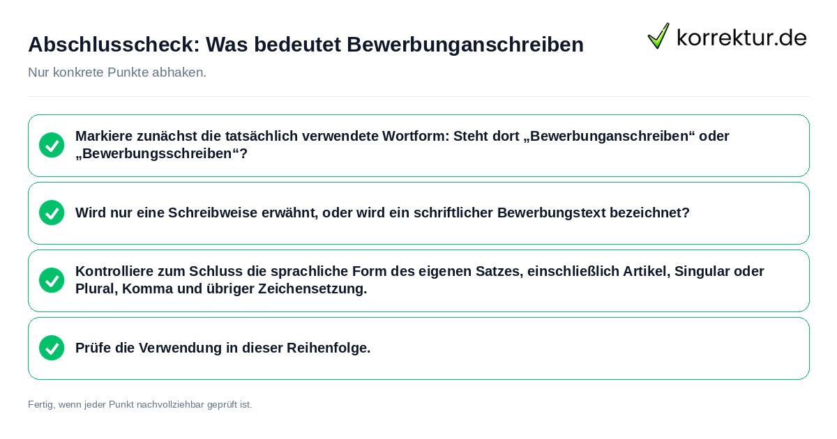 Abschlusscheck: Was bedeutet Bewerbunganschreiben Konkreter Abschlusscheck zu Was bedeutet Bewerbunganschreiben