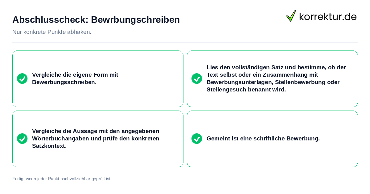 Konkreter Abschlusscheck zu Bewrbungschreiben