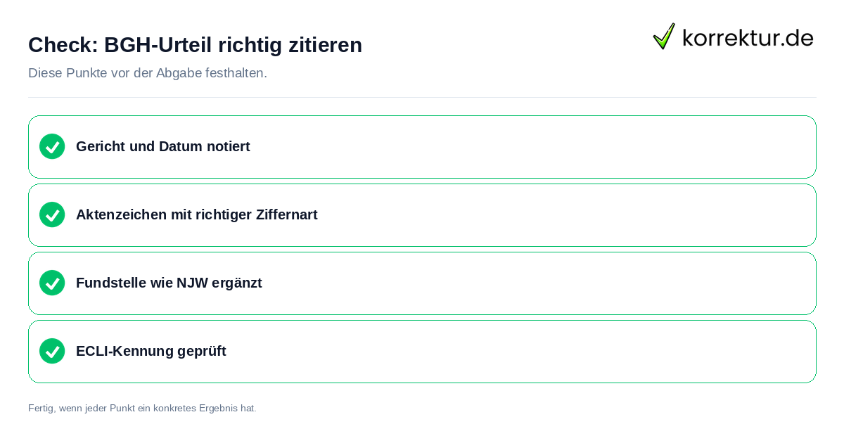 Check: BGH-Urteil richtig zitieren BGH-Urteil richtig zitieren: Prüfliste mit vier Punkten