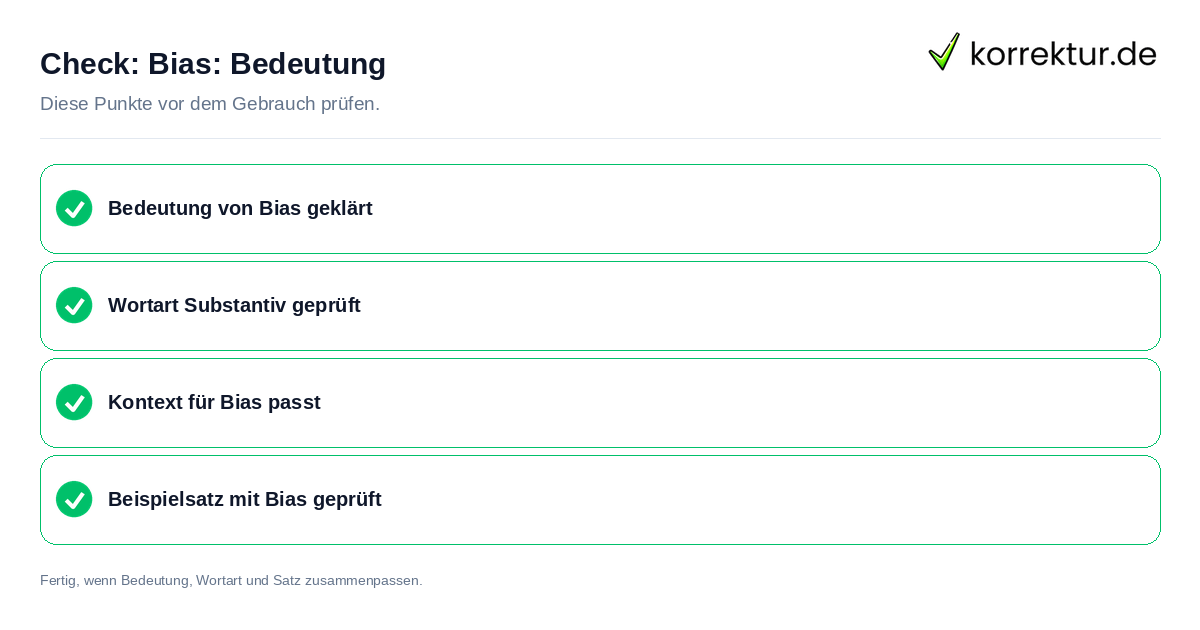 Bias: Bedeutung: Prüfliste mit vier Punkten