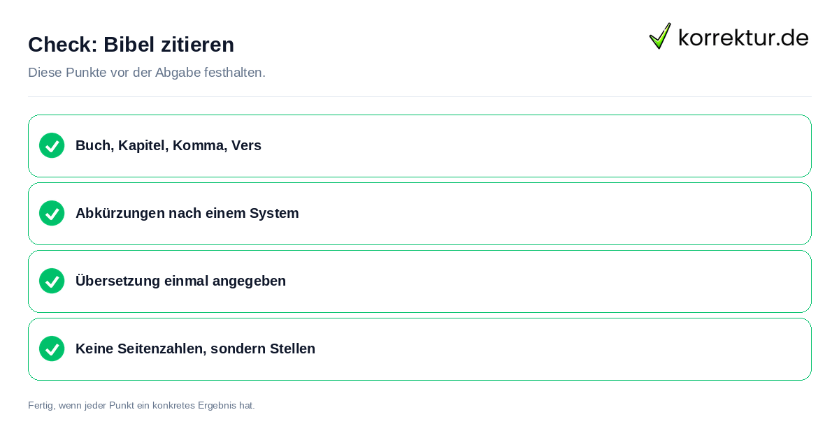 Bibel zitieren: Prüfliste mit vier Punkten