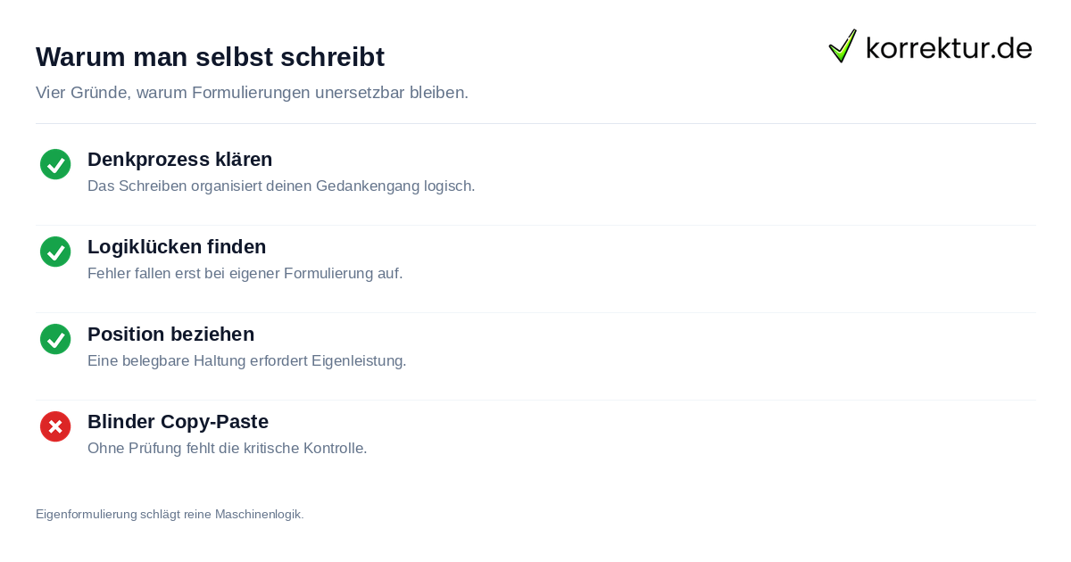 Checkliste akademisches Schreiben trotz KI Nutzung