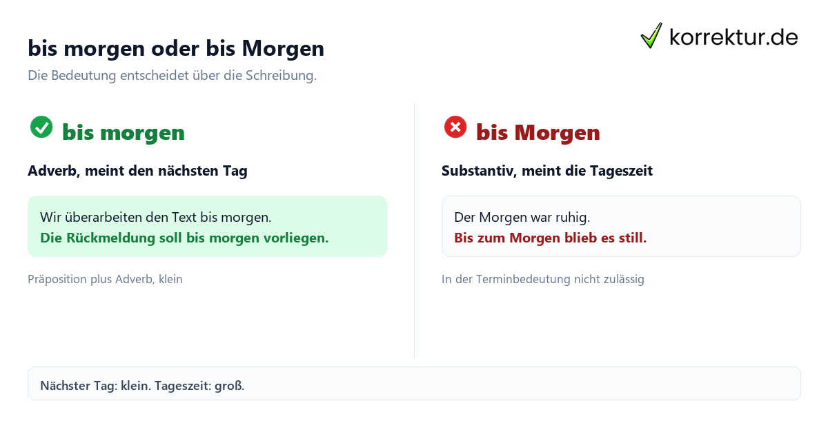 Bis morgen groß oder klein: Adverb gegen Substantiv im Vergleich