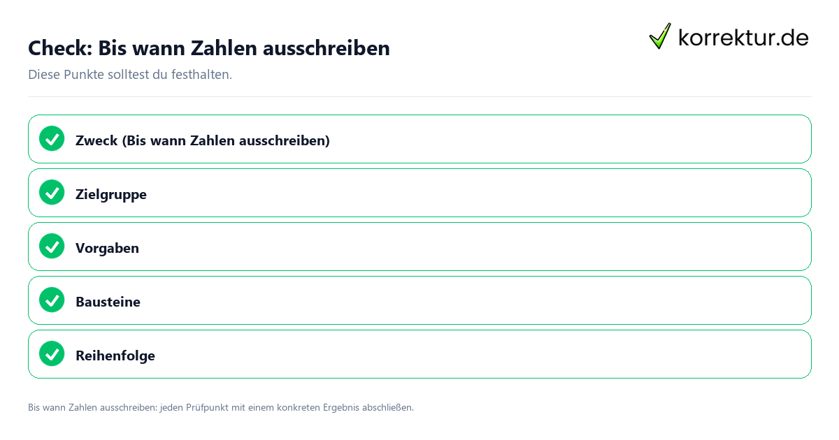 Check: Bis wann Zahlen ausschreiben Bis wann Zahlen ausschreiben mit einer themenspezifischen Checkliste