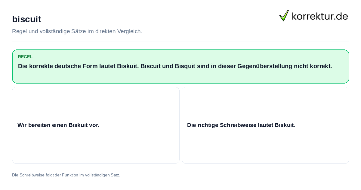 Konkrete Regel und vollständige Beispielsätze zu biscuit