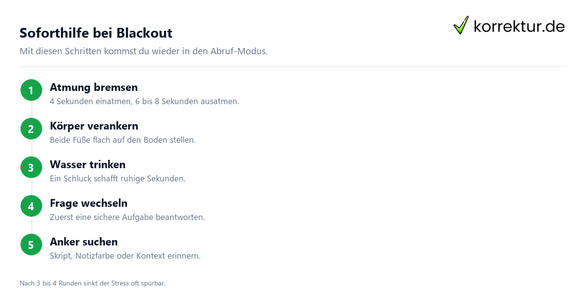 Soforthilfe bei Blackout Blackout in der Prüfung: Soforthilfe und Vorbeugung mit Atemtechnik