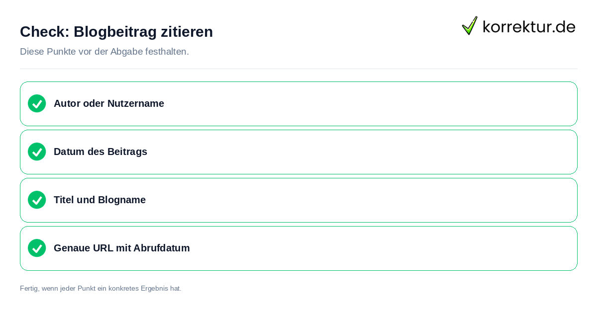 Check: Blogbeitrag zitieren Blogbeitrag zitieren: Prüfliste mit vier Punkten