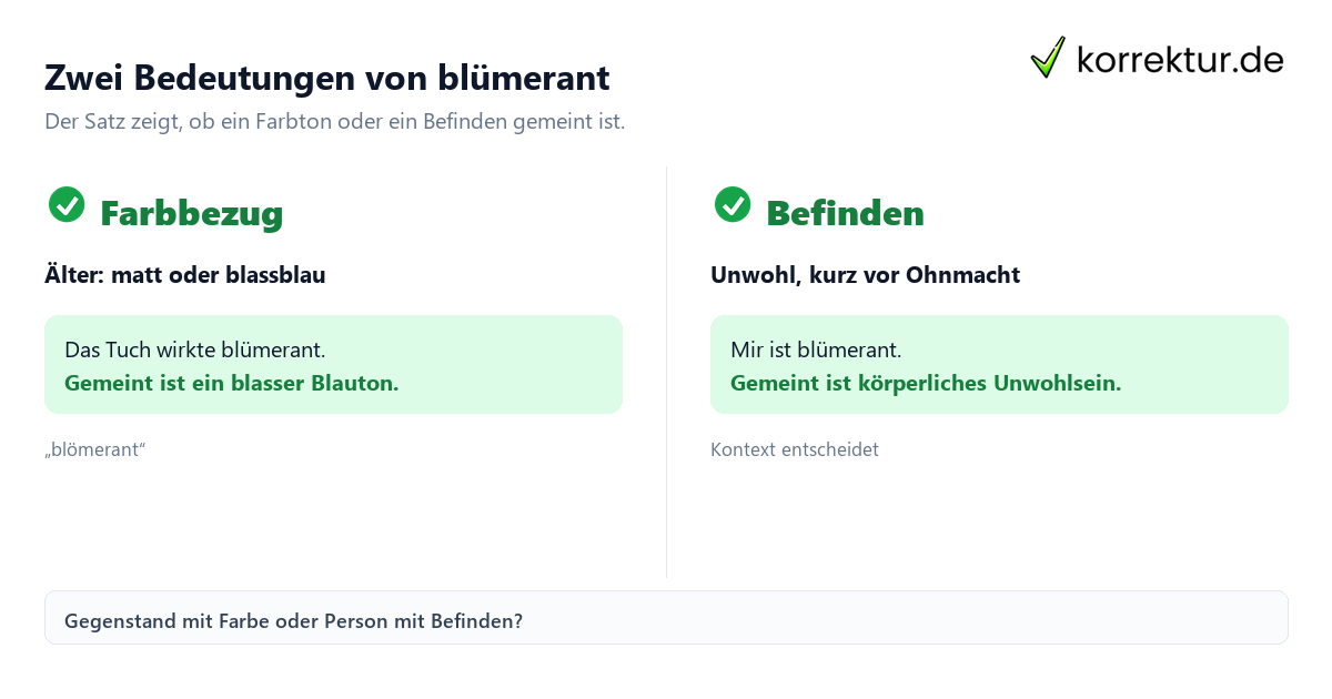 Zwei Bedeutungen von blümerant Was bedeutet „blümerant“? Farbbezug und Befinden im Vergleich