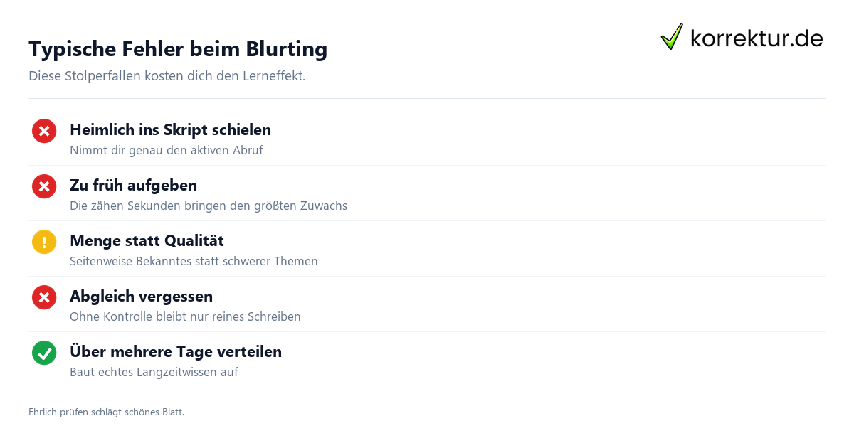 Typische Fehler beim Blurting Blurting typische Fehler vermeiden Checkliste