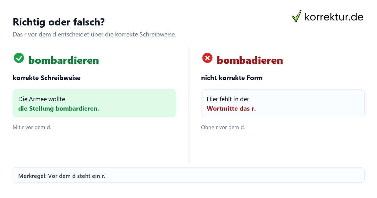 Bombardieren oder bombadieren: Was ist richtig? Schreibweisenvergleich