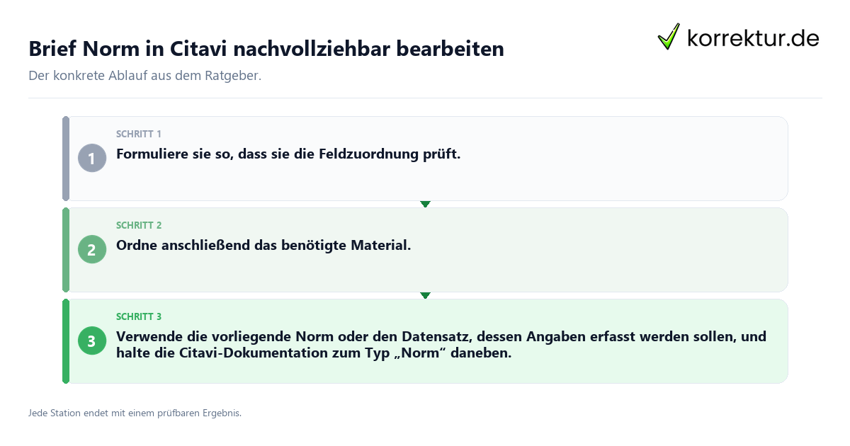 Konkrete Schritte zu Brief Norm in Citavi nachvollziehbar bearbeiten