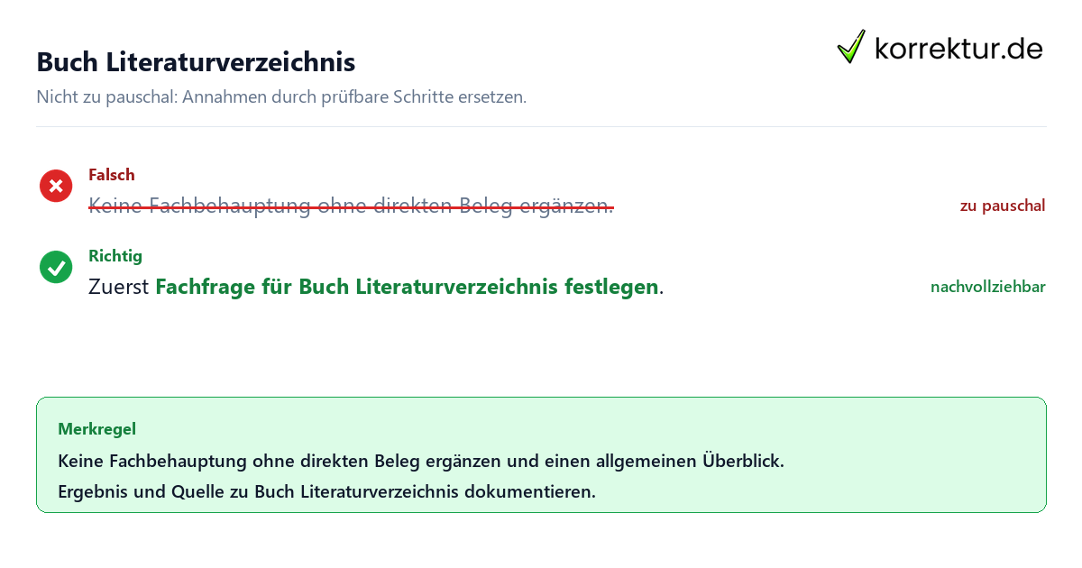 Ungeeignete und belastbare Vorgehensweise bei Buch Literaturverzeichnis