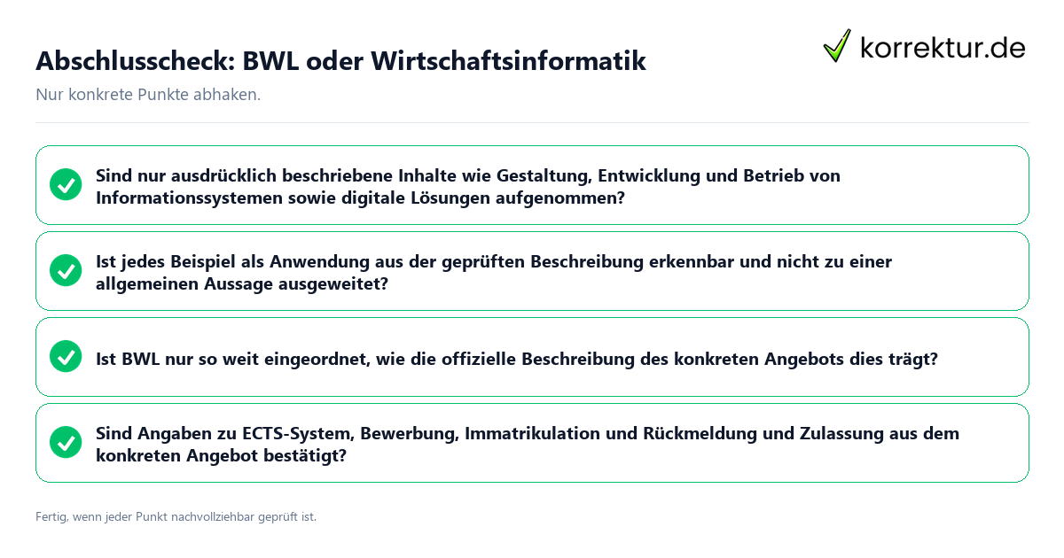 Konkreter Abschlusscheck zu BWL oder Wirtschaftsinformatik