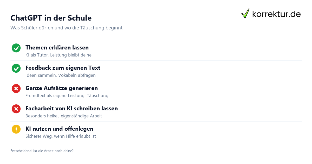 ChatGPT in der Schule: erlaubte Nutzung und Täuschung als Ampel