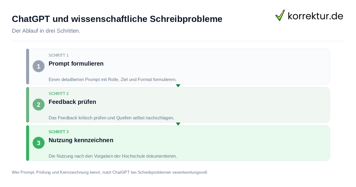 ChatGPT und wissenschaftliche Schreibprobleme ChatGPT und wissenschaftliche Schreibprobleme: der Ablauf in drei Schritten