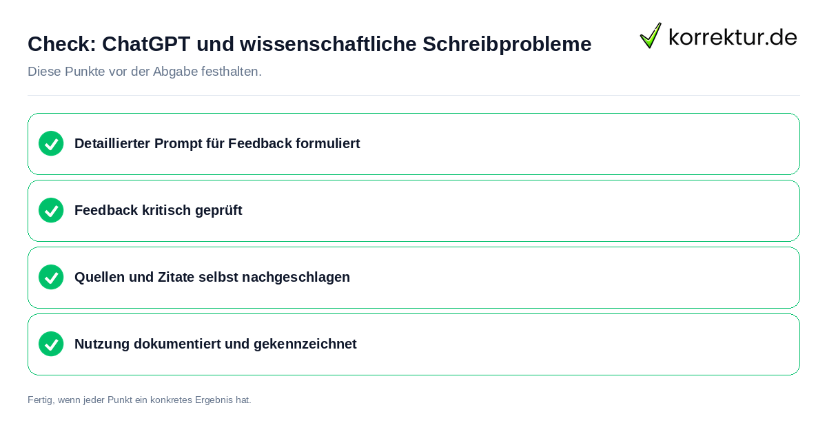 Check: ChatGPT und wissenschaftliche Schreibprobleme ChatGPT und wissenschaftliche Schreibprobleme: Prüfliste mit vier Punkten