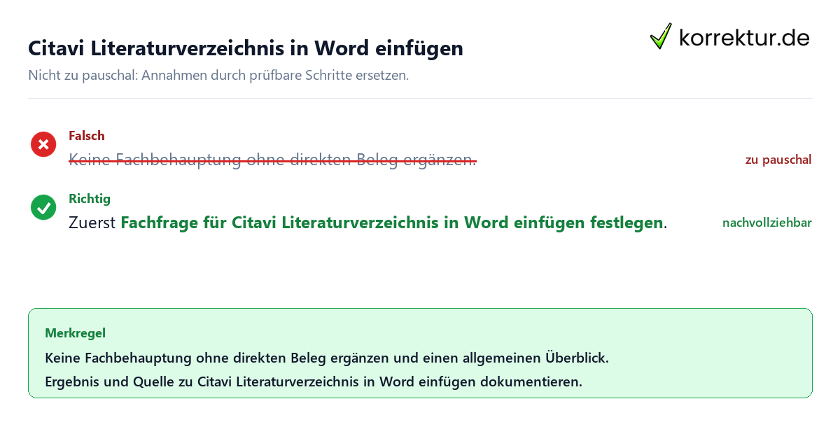 Ungeeignete und belastbare Vorgehensweise bei Citavi Literaturverzeichnis in Word einfügen
