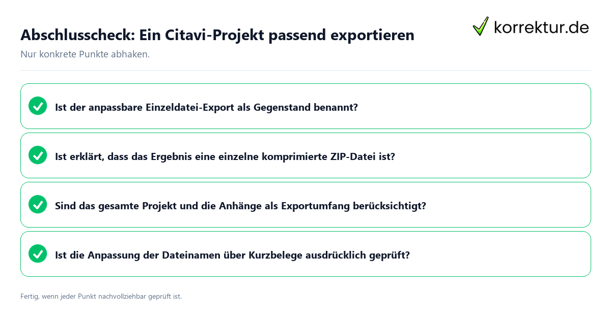 Konkreter Abschlusscheck zu Ein Citavi-Projekt passend exportieren