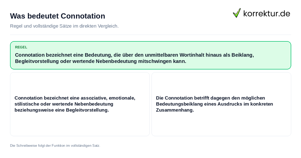 Was bedeutet Connotation Konkrete Regel und vollständige Beispielsätze zu Was bedeutet Connotation