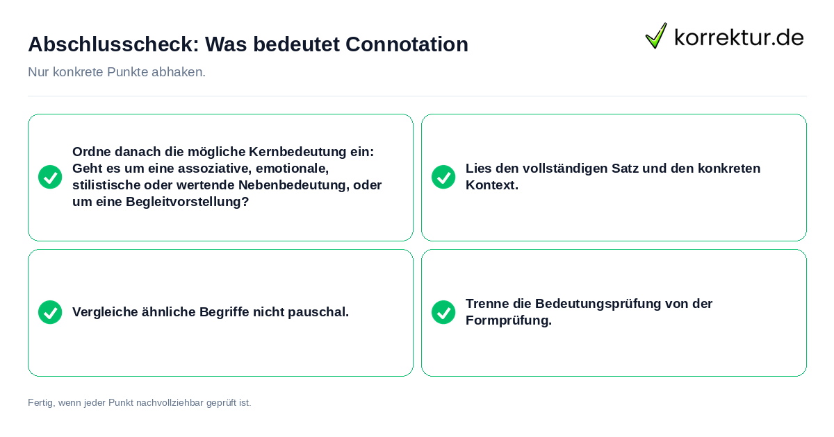 Abschlusscheck: Was bedeutet Connotation Konkreter Abschlusscheck zu Was bedeutet Connotation