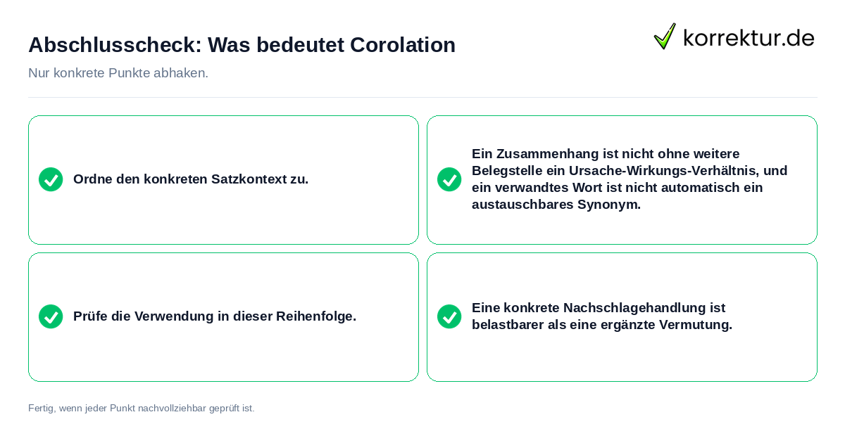 Konkreter Abschlusscheck zu Was bedeutet Corolation