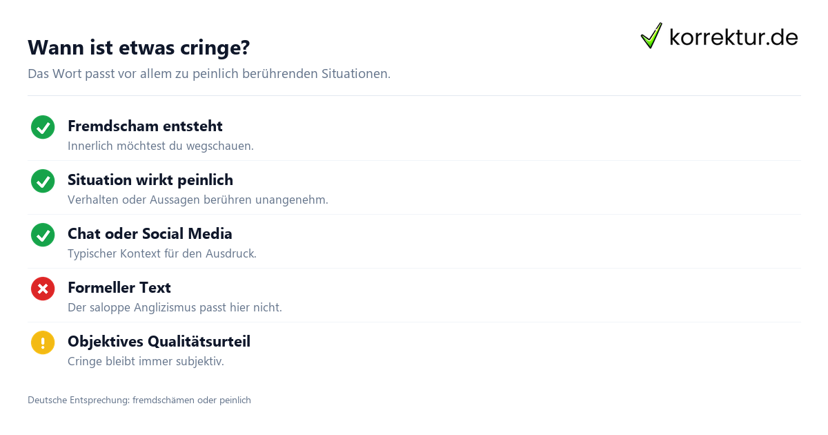 Schritt für Schritt cringe Bedeutung: Schritte