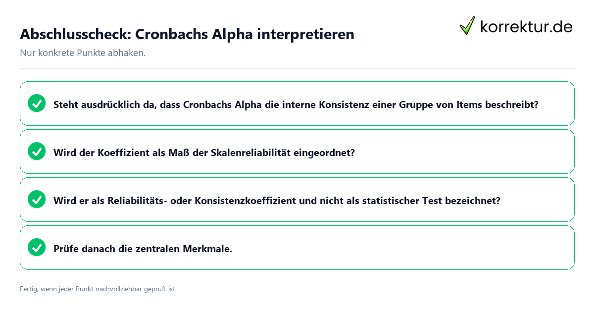 Konkreter Abschlusscheck zu Cronbachs Alpha interpretieren