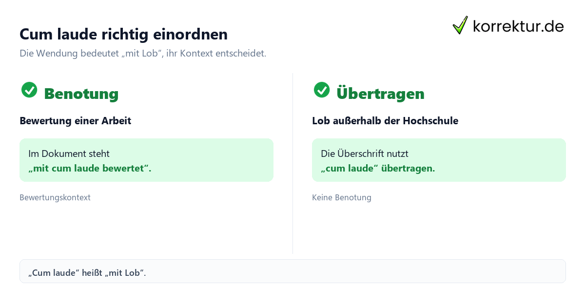 Was bedeutet und wie verwendet man „cum laude“? Bedeutung und Kontext