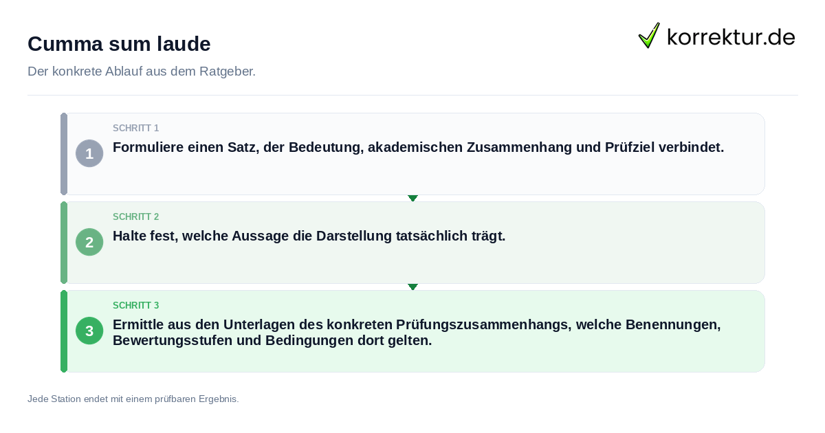 Cumma sum laude Konkrete Schritte zu Cumma sum laude