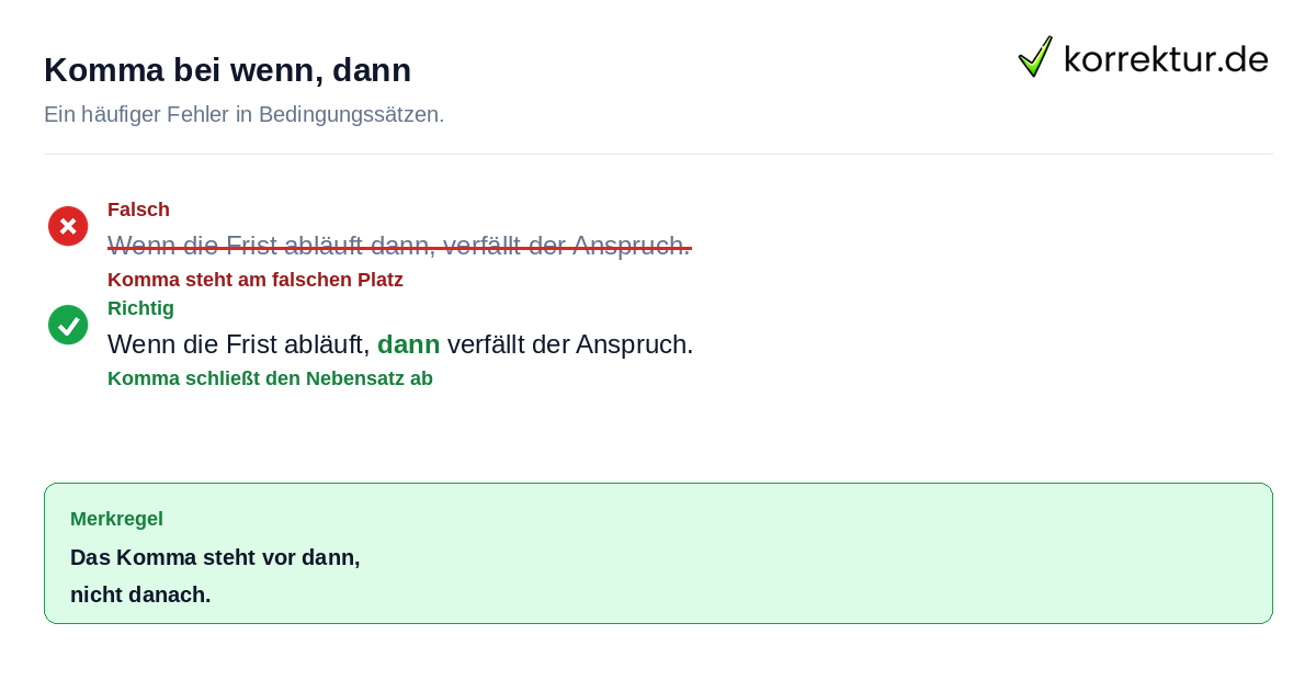 Komma bei wenn, dann Kommaregel bei der Wenn-dann-Bedingung richtig setzen