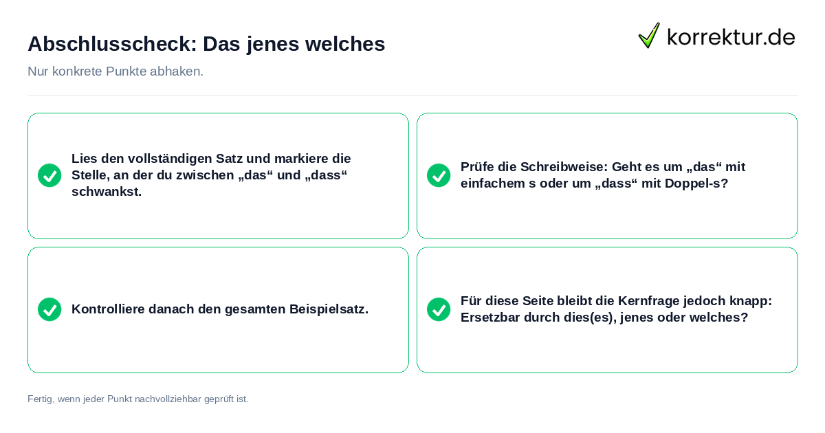 Abschlusscheck: Das jenes welches Konkreter Abschlusscheck zu Das jenes welches