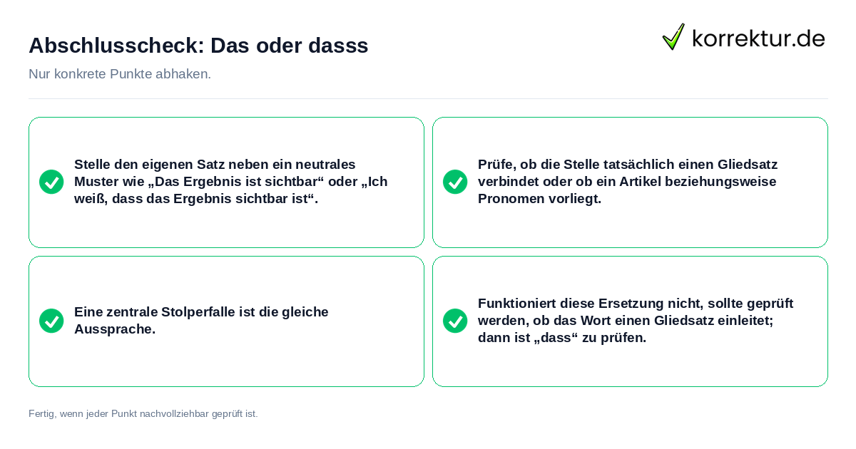 Konkreter Abschlusscheck zu Das oder dasss