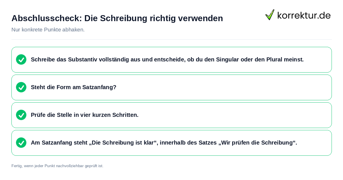 Konkreter Abschlusscheck zu Die Schreibung richtig verwenden