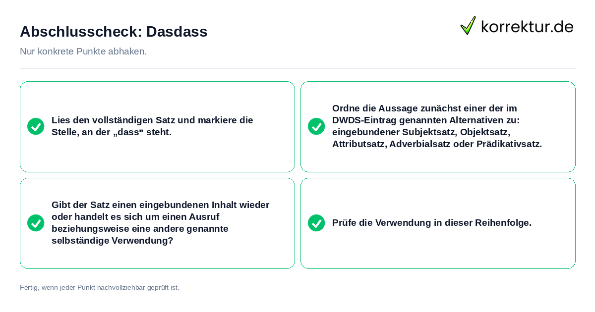 Konkreter Abschlusscheck zu Dasdass
