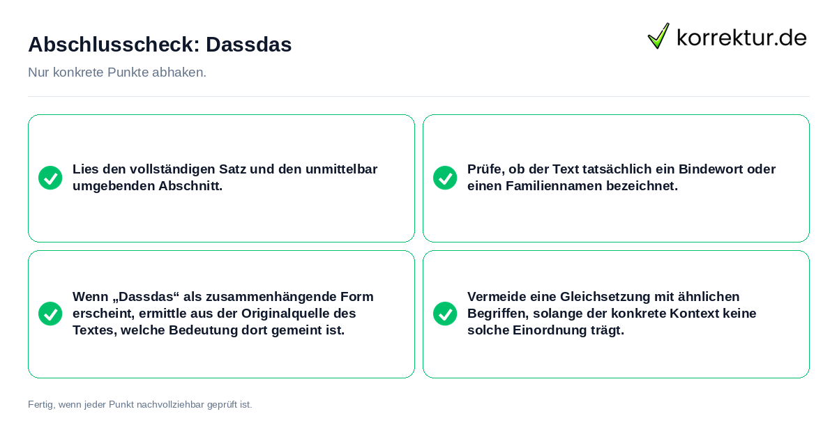 Konkreter Abschlusscheck zu Dassdas