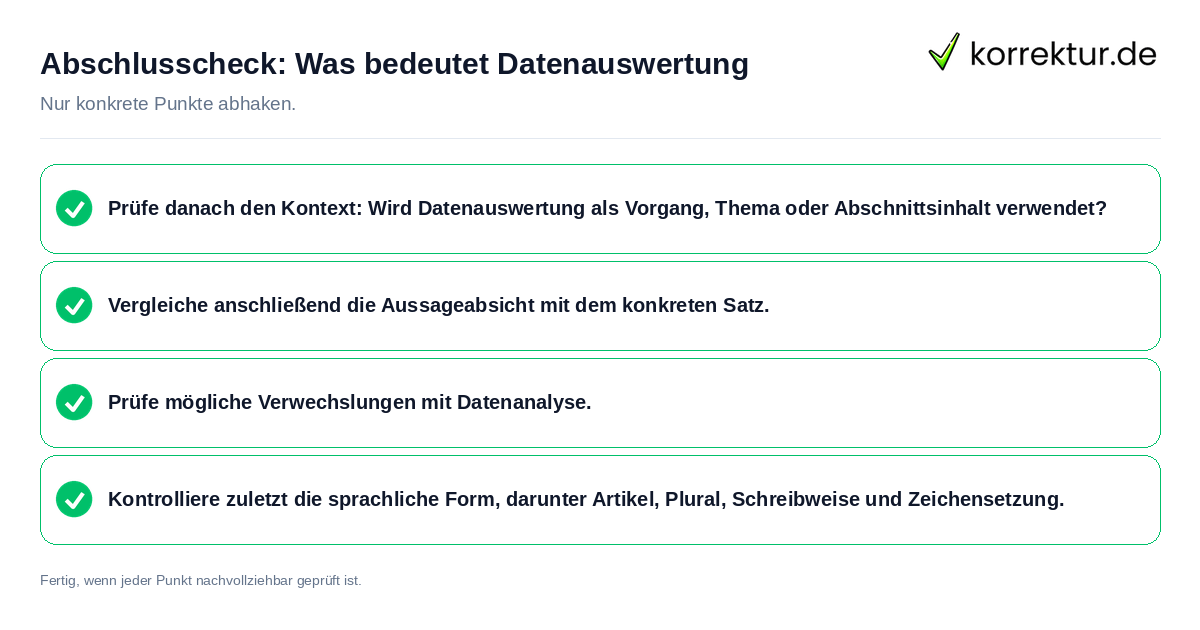 Konkreter Abschlusscheck zu Was bedeutet Datenauswertung