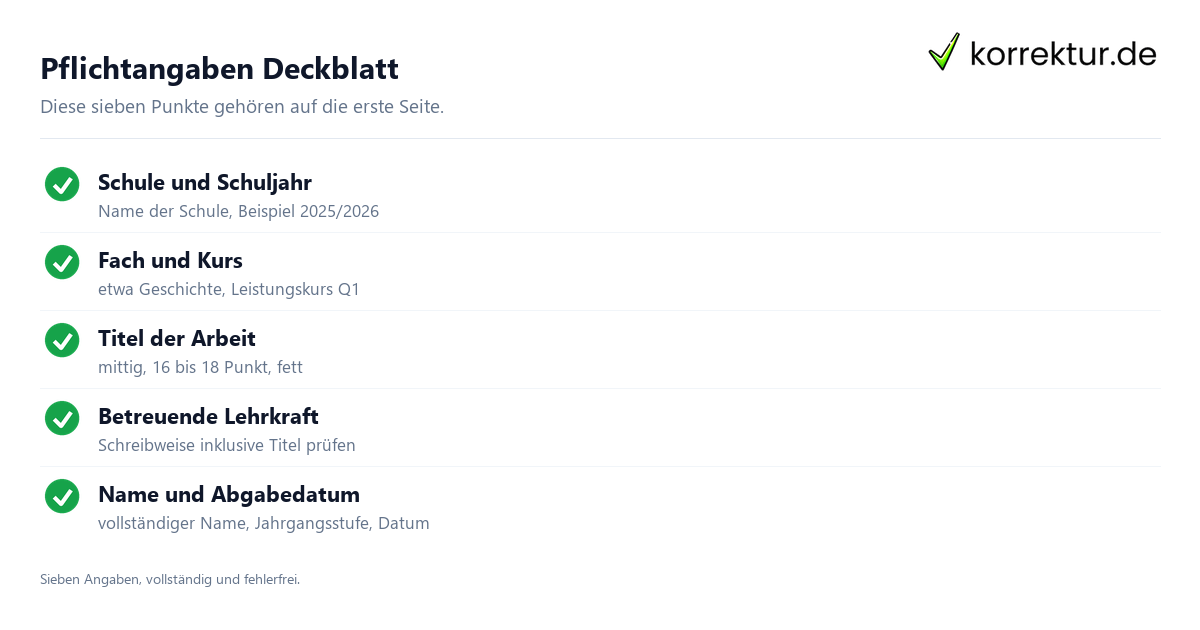 Deckblatt Facharbeit