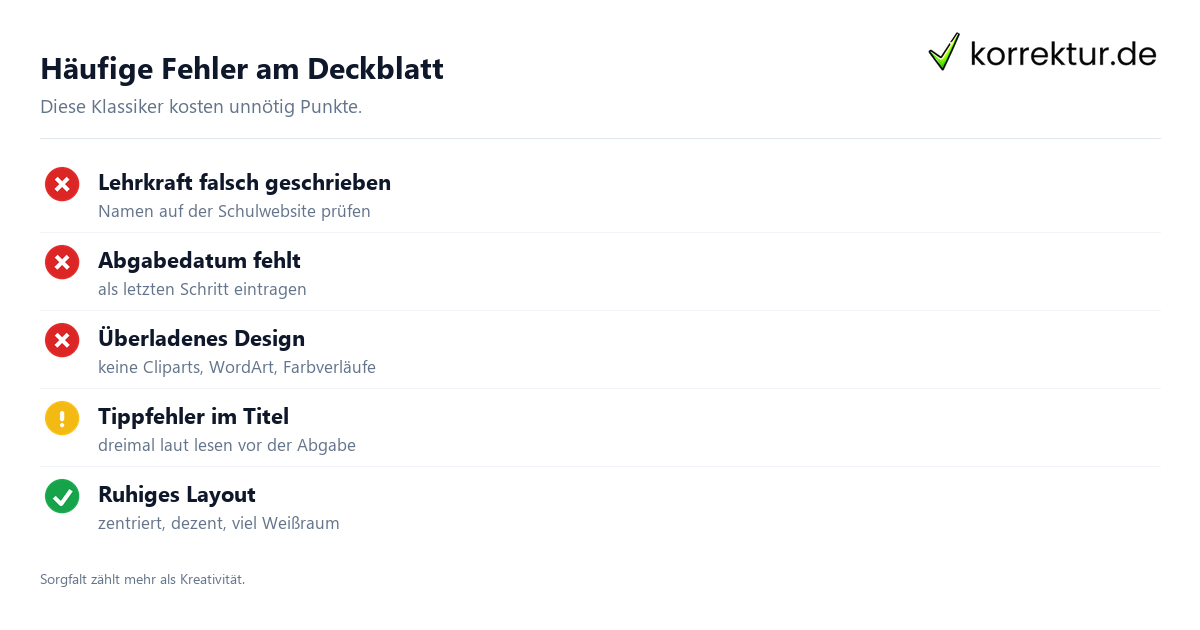 Deckblatt Facharbeit
