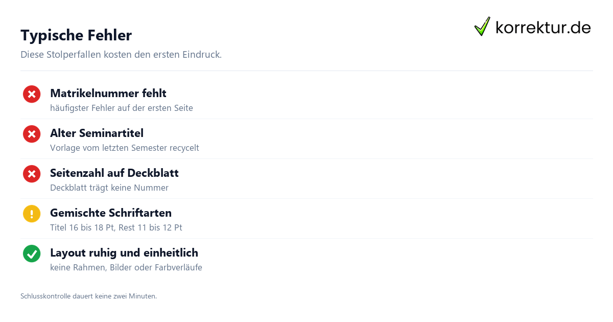 Deckblatt Seminararbeit