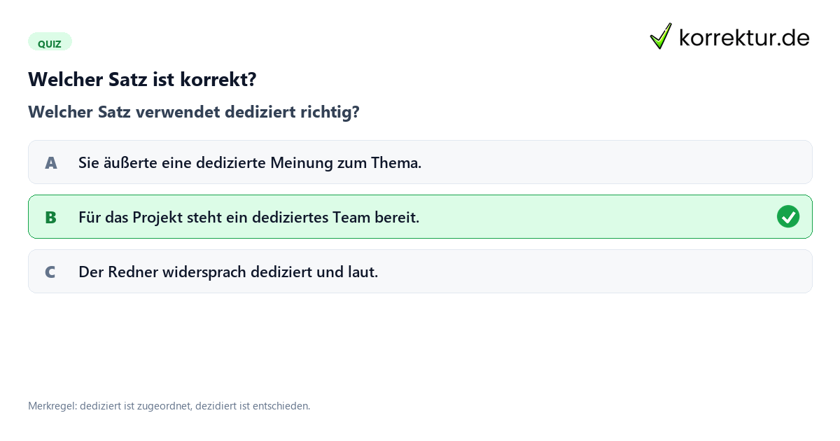 Dediziert Bedeutung Dediziert Bedeutung